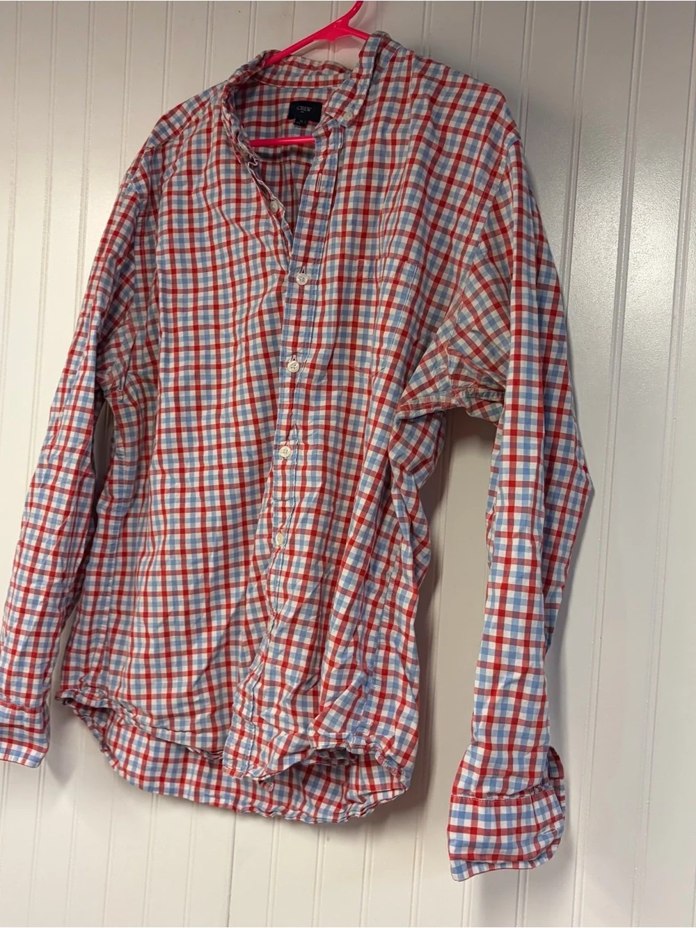 J.Crew Red & Light Blue Plaid Button-Up Shirt XL